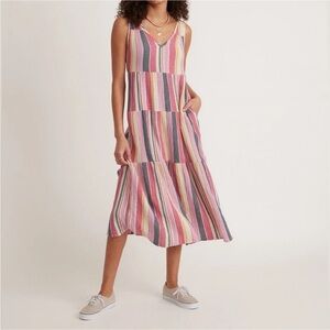 Marine Layer Striped Maxi Dress - Pink, Gray, White